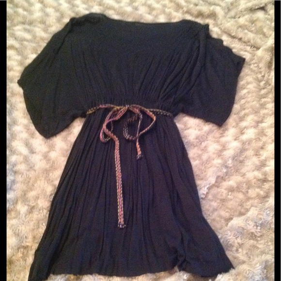 Anthro One Sept. Black dolman belted beaded tunic - Picture 4 of 5